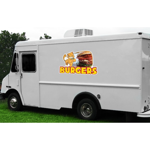 Safety Sign, 9 in Height, Vinyl, 6 in Length, Burgers, D-DC-12-Burgers